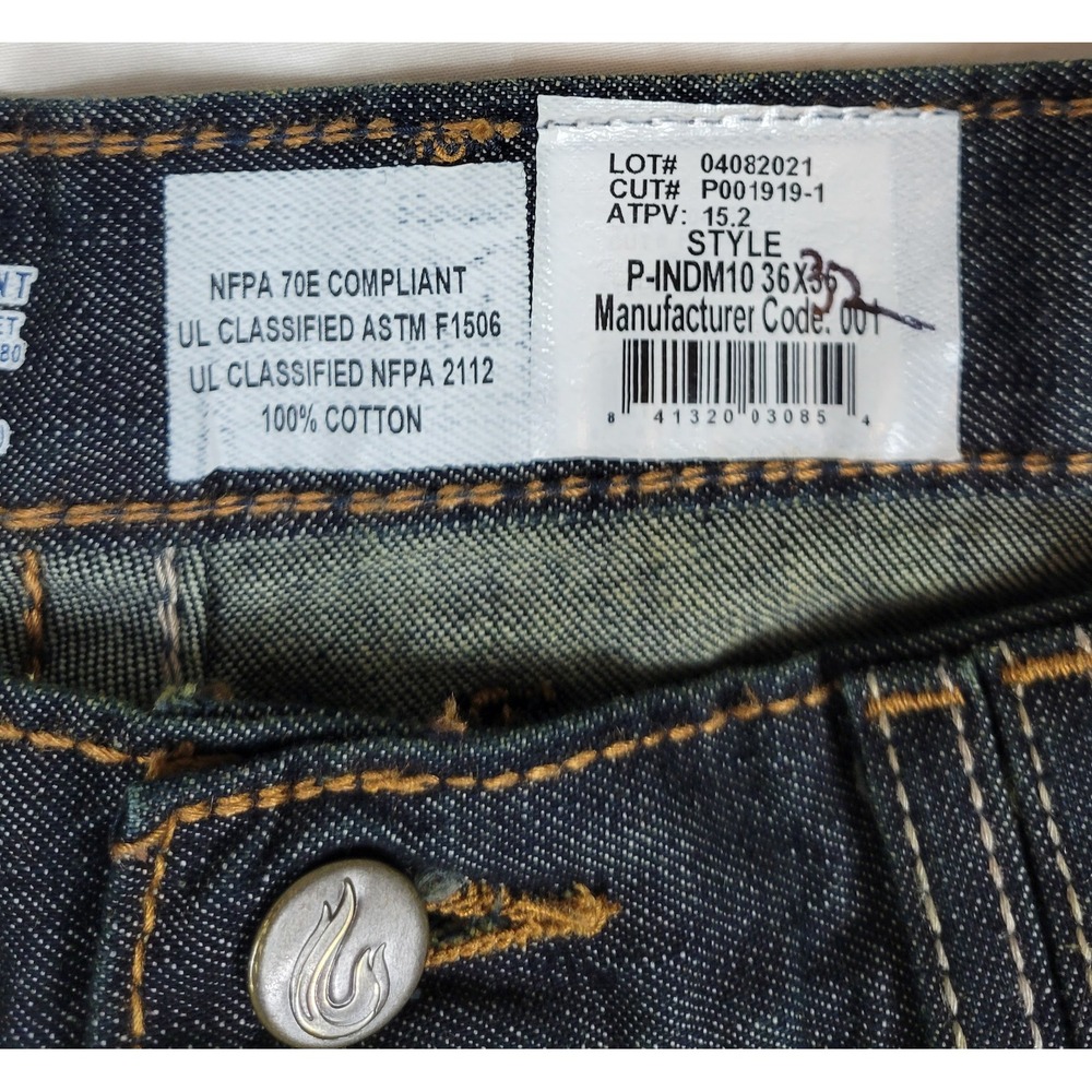 Lapco FR Flame Resistant Work Jeans Mens 36x34 Dark Indigo Denim P-INDM10 CAT2 - Picture 7 of 10